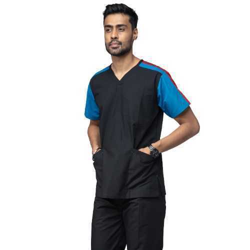 Mens-Designer-Scrub-Suit-Black-&-Island-Blue