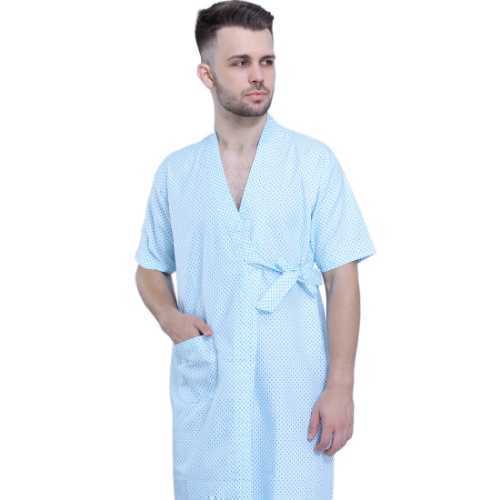 Unisex-Patient-gown---Front-Open---Blue-Dots