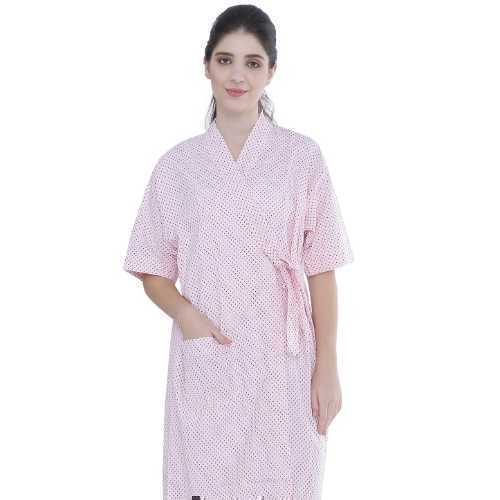 Unisex-Patient-gown---Front-Open-Plum-Dots