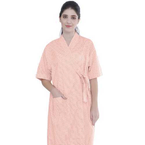 Unisex-Patient-gown---Front-Open---Coral-Dots
