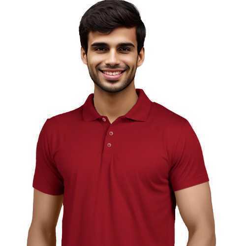 Mens-Polyester-Polo-T-Shirt--Red